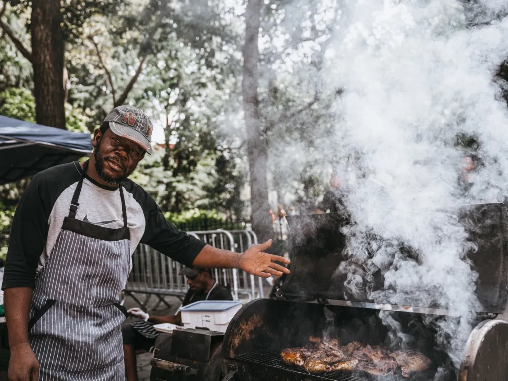 Man grilling outdoors
