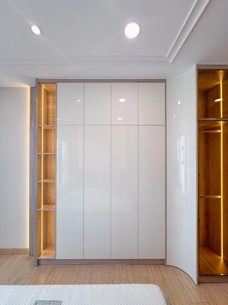 White wardrobe doors in a bedroom
